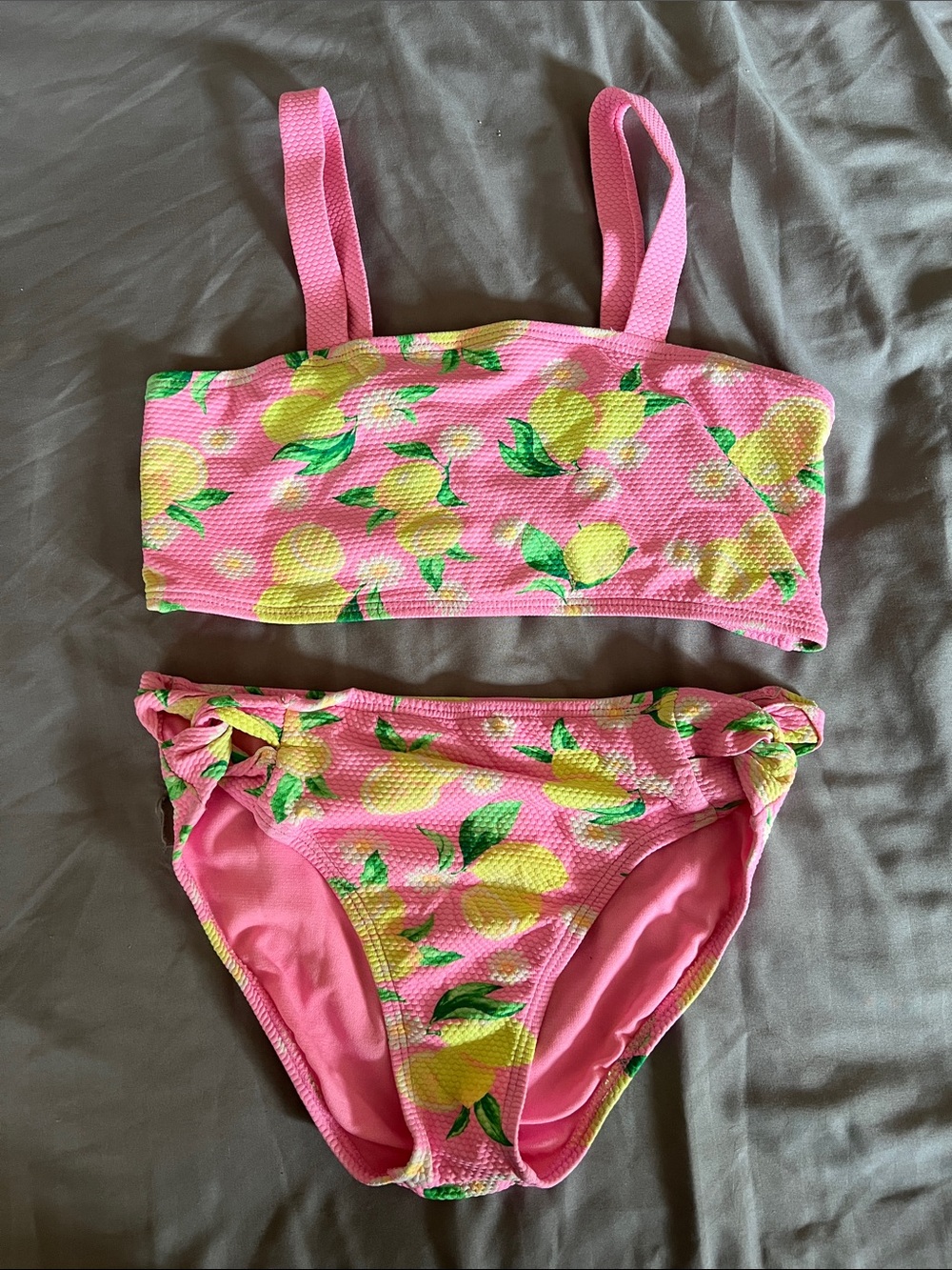 Girls' Pink Lemon-Print Two-Piece Swim Bikini
